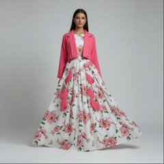 Winter Festival Digital Sleeve'less Maxi With Koti ❤️