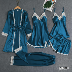 5 PEACE NIGHT SUIT  INCLUDES OPEN GOWN, 2 DIFFERENT INNERS, SHORTS AND TROUSER 🥰